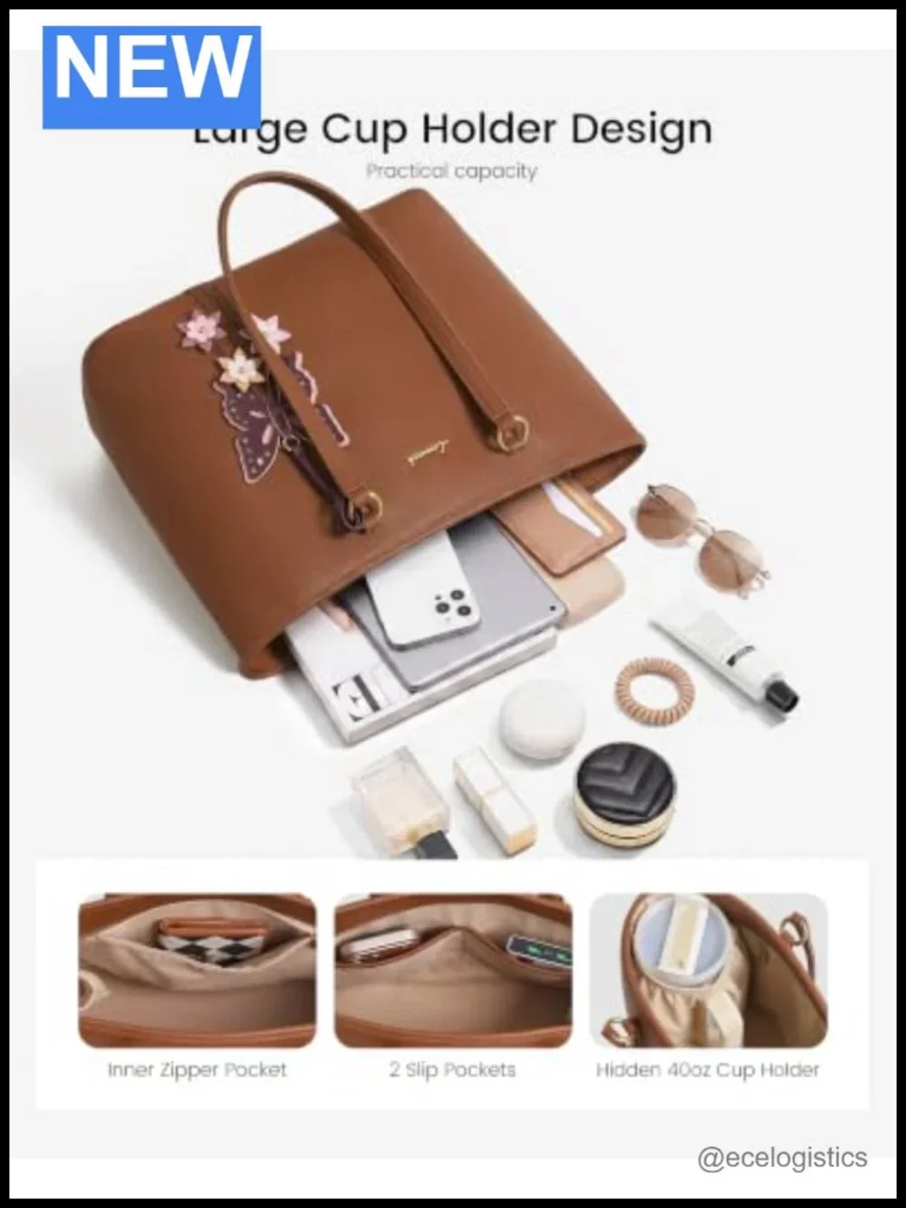 Vegan Leather Tote Bag for Women - Top Handle Satchel, Shoulder Bag with